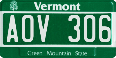 VT license plate AOV306