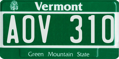 VT license plate AOV310