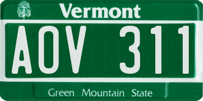 VT license plate AOV311