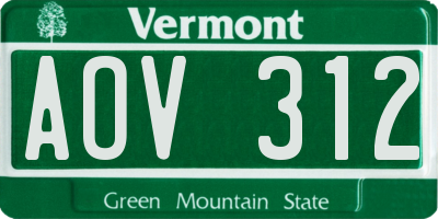 VT license plate AOV312