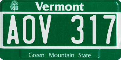VT license plate AOV317