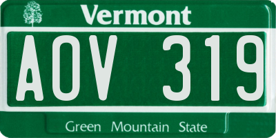 VT license plate AOV319