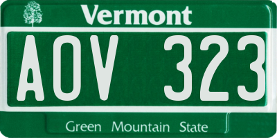 VT license plate AOV323