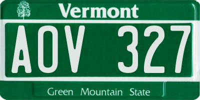 VT license plate AOV327