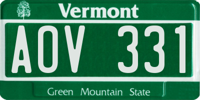 VT license plate AOV331