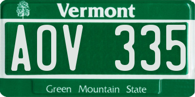 VT license plate AOV335