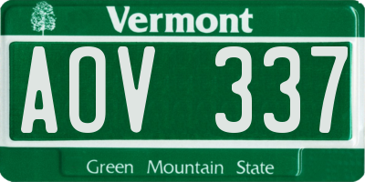 VT license plate AOV337