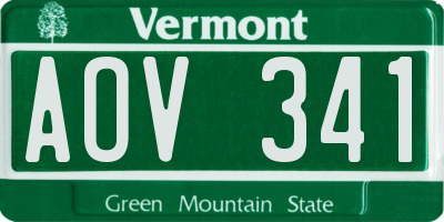 VT license plate AOV341