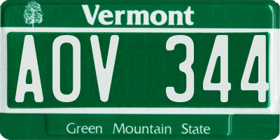 VT license plate AOV344