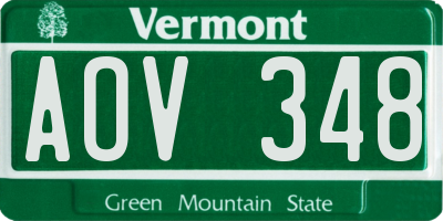 VT license plate AOV348