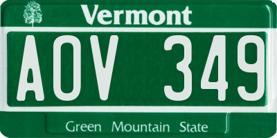 VT license plate AOV349