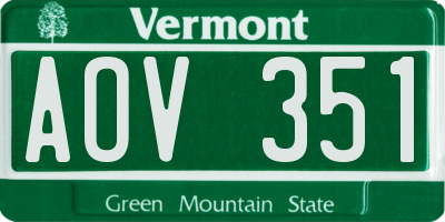 VT license plate AOV351