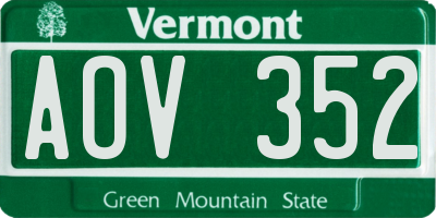 VT license plate AOV352