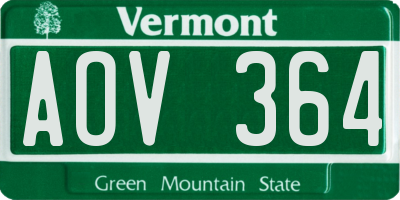 VT license plate AOV364