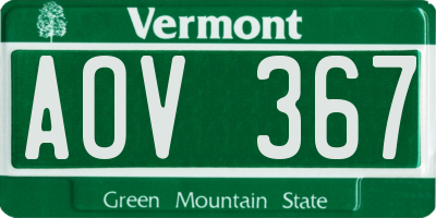 VT license plate AOV367