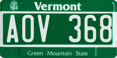 VT license plate AOV368