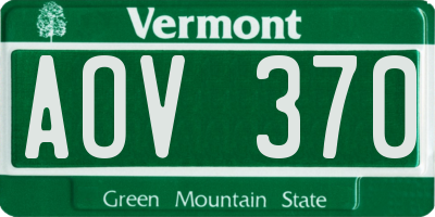 VT license plate AOV370