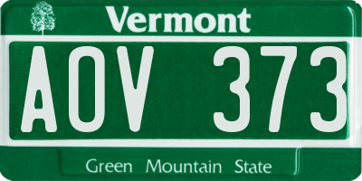 VT license plate AOV373