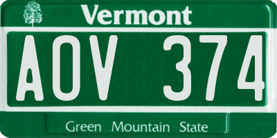 VT license plate AOV374