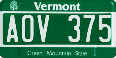 VT license plate AOV375