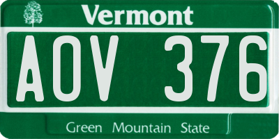 VT license plate AOV376