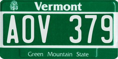 VT license plate AOV379