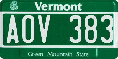 VT license plate AOV383