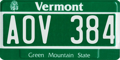 VT license plate AOV384