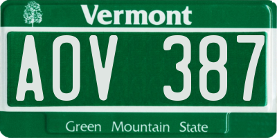 VT license plate AOV387