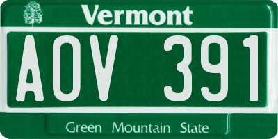 VT license plate AOV391