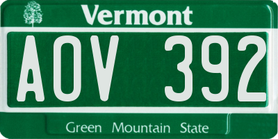 VT license plate AOV392