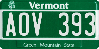 VT license plate AOV393