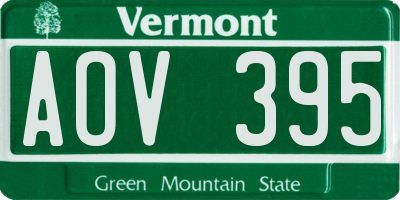 VT license plate AOV395