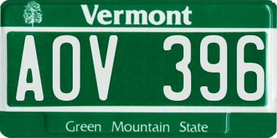 VT license plate AOV396
