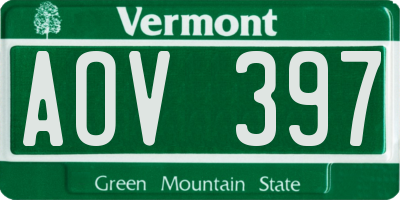 VT license plate AOV397