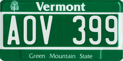 VT license plate AOV399