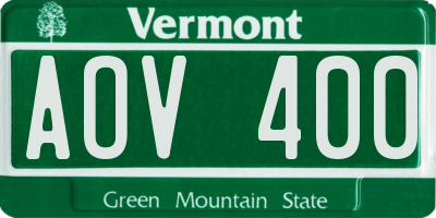 VT license plate AOV400