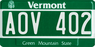 VT license plate AOV402