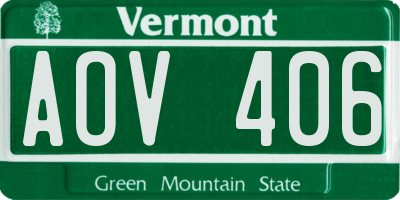 VT license plate AOV406