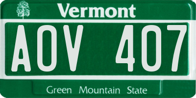 VT license plate AOV407