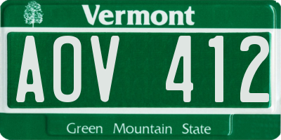 VT license plate AOV412