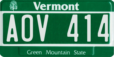 VT license plate AOV414