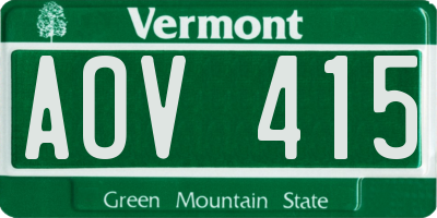 VT license plate AOV415