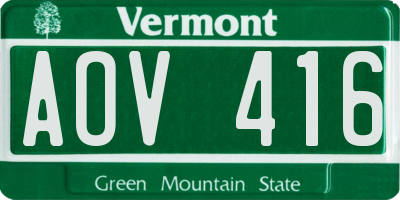 VT license plate AOV416