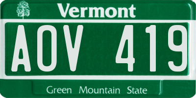 VT license plate AOV419