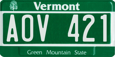 VT license plate AOV421