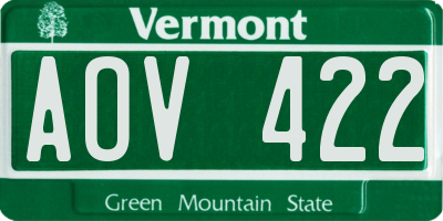 VT license plate AOV422