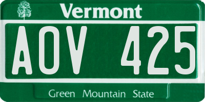 VT license plate AOV425