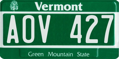 VT license plate AOV427