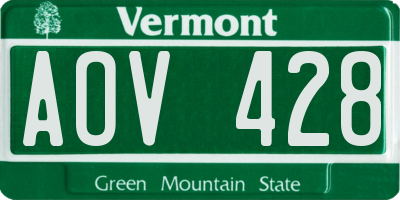 VT license plate AOV428